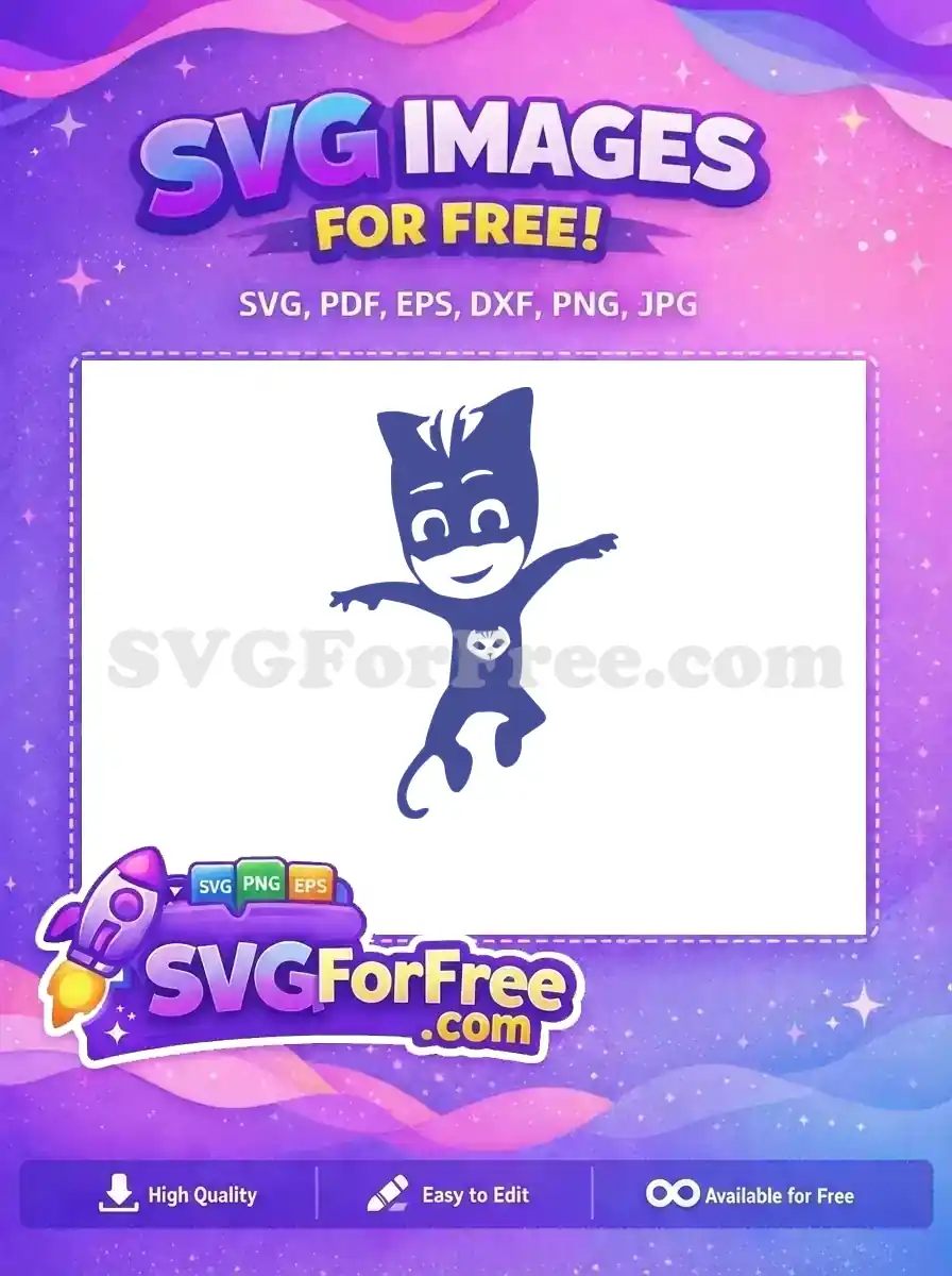 Free Blue Catboy Smiling Free Arms Extended Pj Masks Free SVG