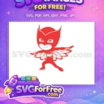 Free Owlette PJ Masks Free Cartoon Red Silhouette Free SVG - Instant Download