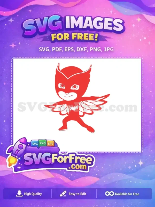 Free Owlette PJ Masks Free Cartoon Red Silhouette Free SVG