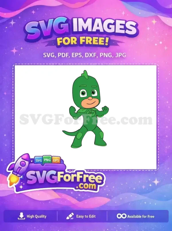 Free Gecko Hero Pose Free Smiling PJ Masks Free SVG