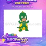 Free Green Gecko Hero Free Smiling Face PJ Masks Free SVG - Instant Download