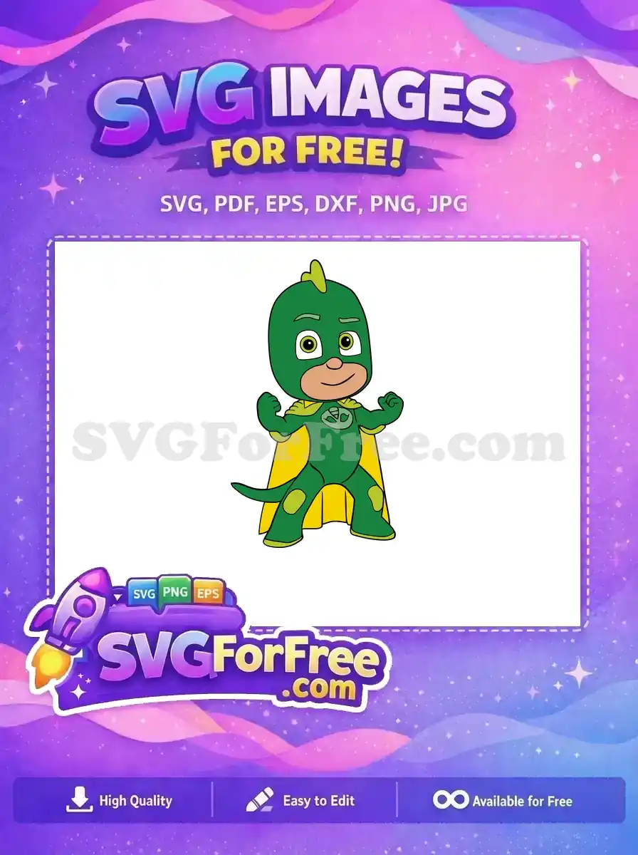 Free Green Gecko Hero Free Smiling Face PJ Masks Free SVG