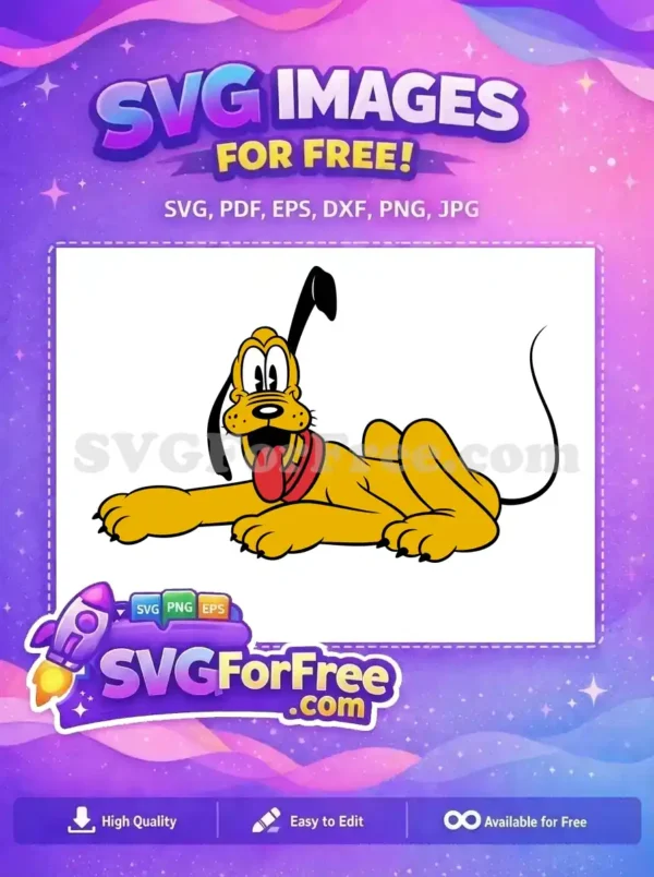 Free Lying Down Free Red Collar Pluto Disney Free SVG