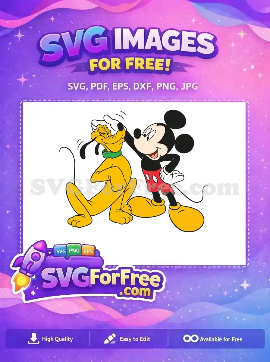 Free Yellow Pluto Dizzy Free Mickey High Five Cartoon Free SVG