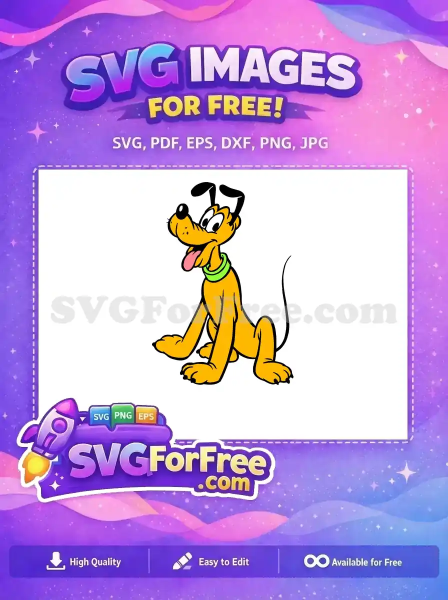 Free Goofy Pluto Tongue Free Green Collar Cartoon Free SVG