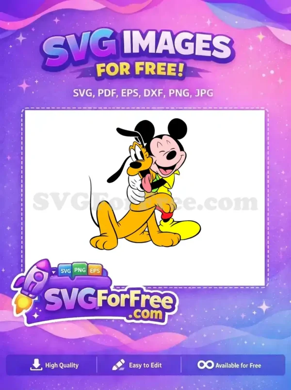 Free Smiling Mickey Free Pluto Hugging Disney Free SVG 2