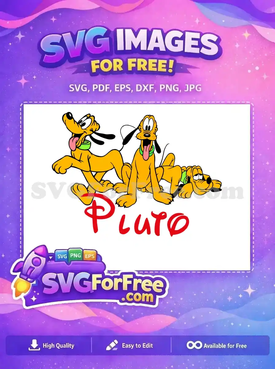 Free Smiling Pluto Free Tongue Out Disney Free SVG 1