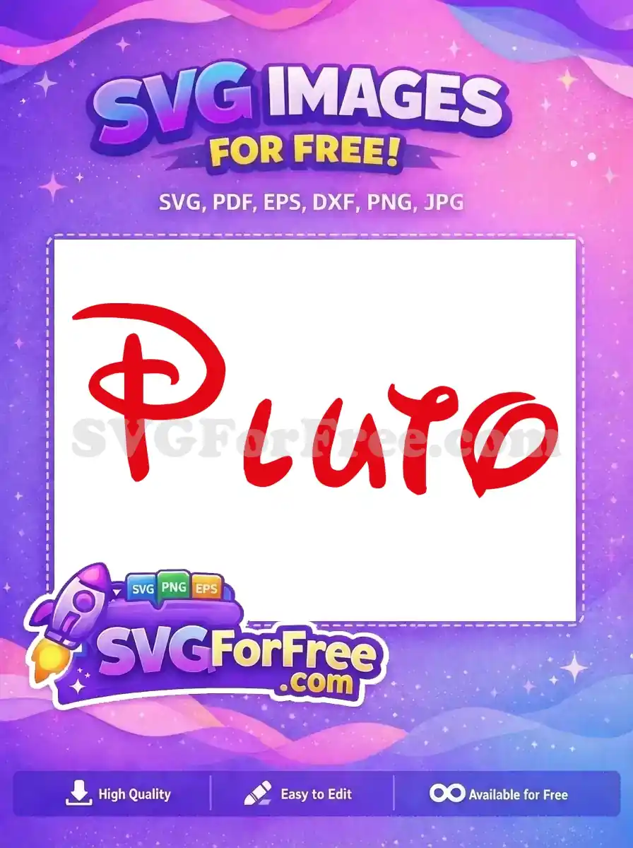 Free Red Outline Free Pluto Disney Movie Free SVG