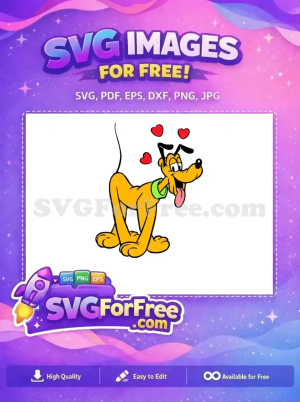 Free Smiling Pluto Free Hearts Green Collar Disney Free SVG