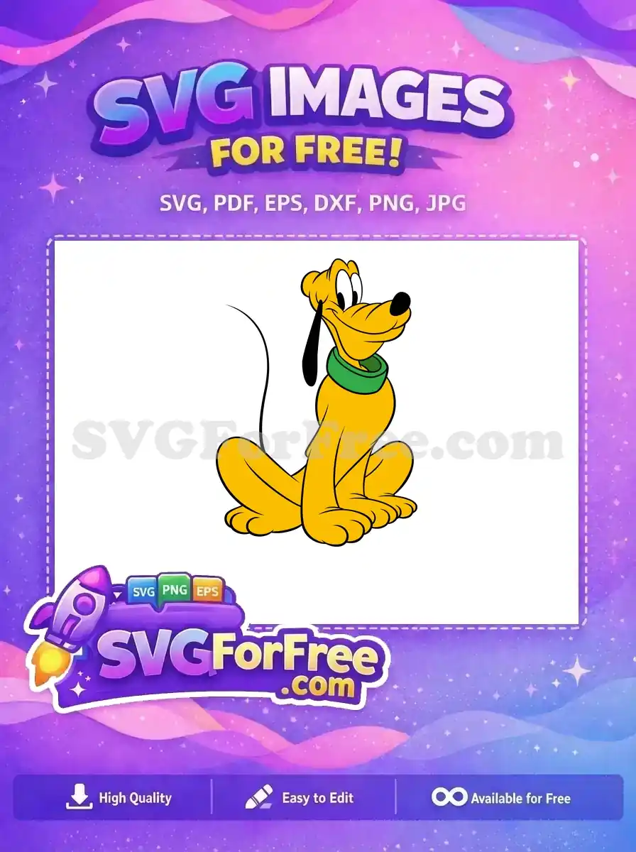 Free Happy Pluto Free Green Collar Cute Disney Free SVG