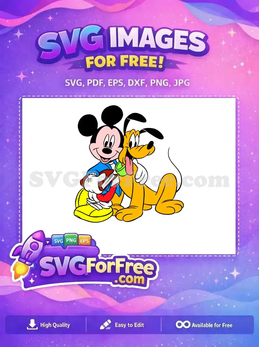 Free Smiling Pluto Free Holding Book Mickey And Friends Free SVG