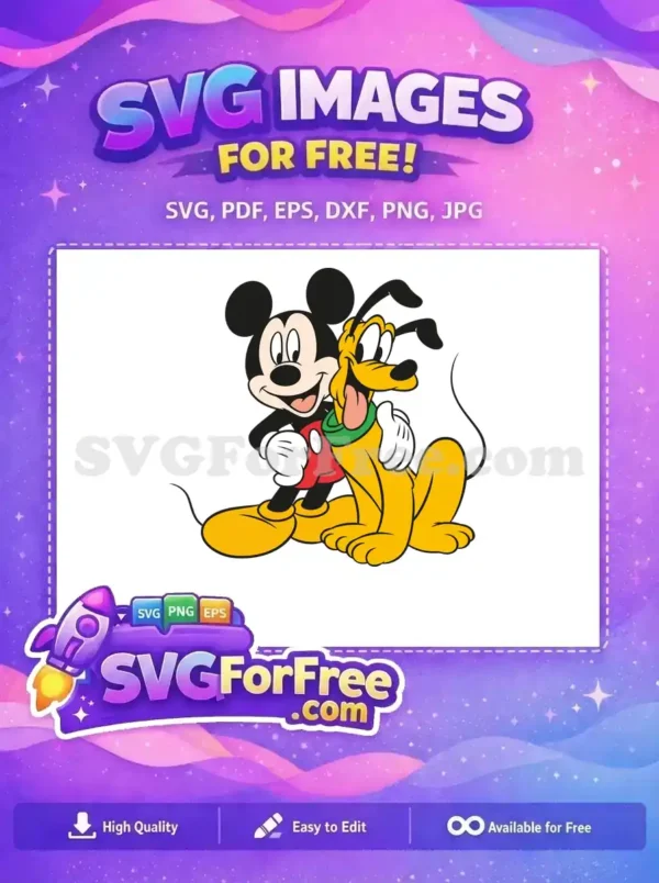 Free Smiling Pluto Free Mickey Hug Disney Free SVG