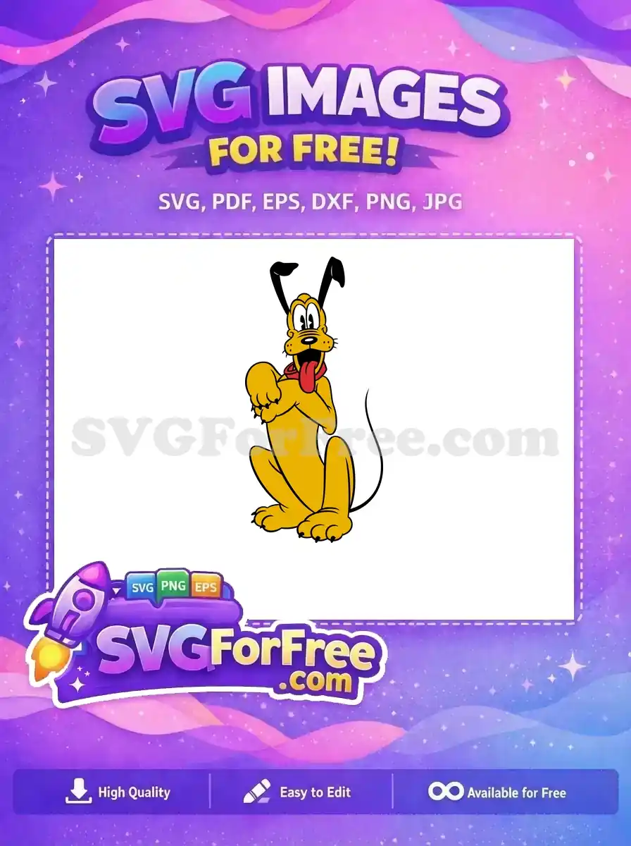 Free Excited Pluto Tongue Out Free Red Collar Pose Disney Free SVG