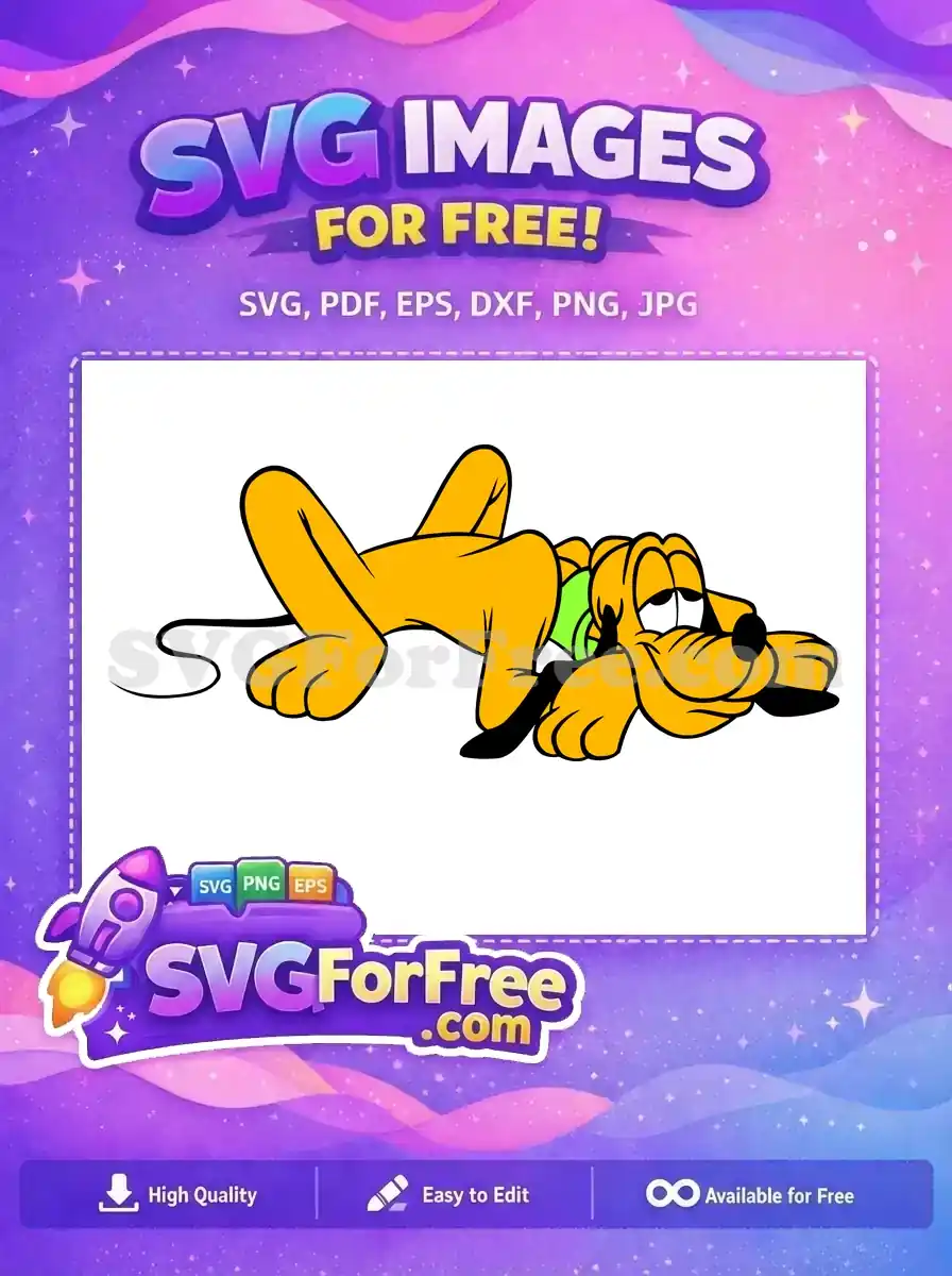 Free Yellow Pluto Lying Down Free Green Collar Pluto Free SVG