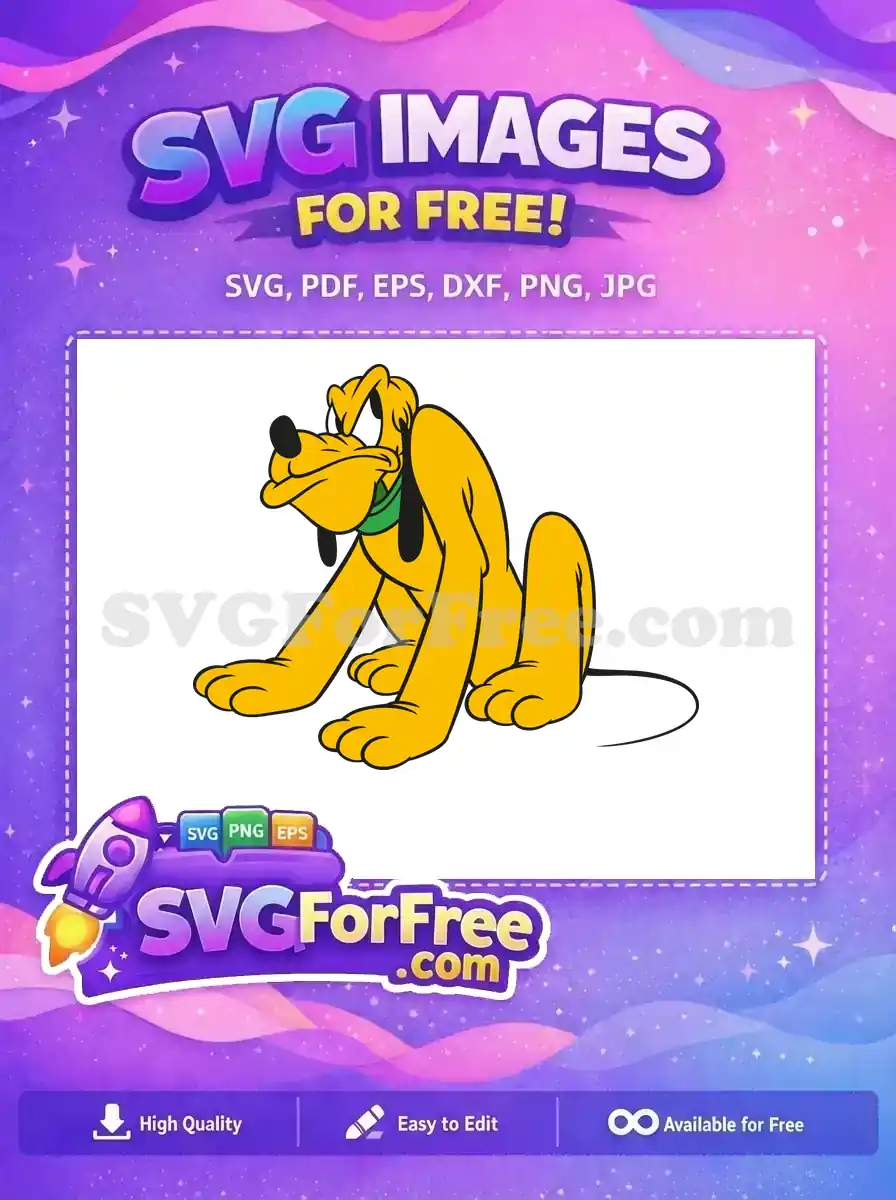 Free Sad Pluto Green Collar Free Cartoon Dog Free SVG