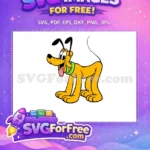 Free Smiling Pluto Tongue Out Free Green Collar Pluto Disney Free SVG - Instant Download