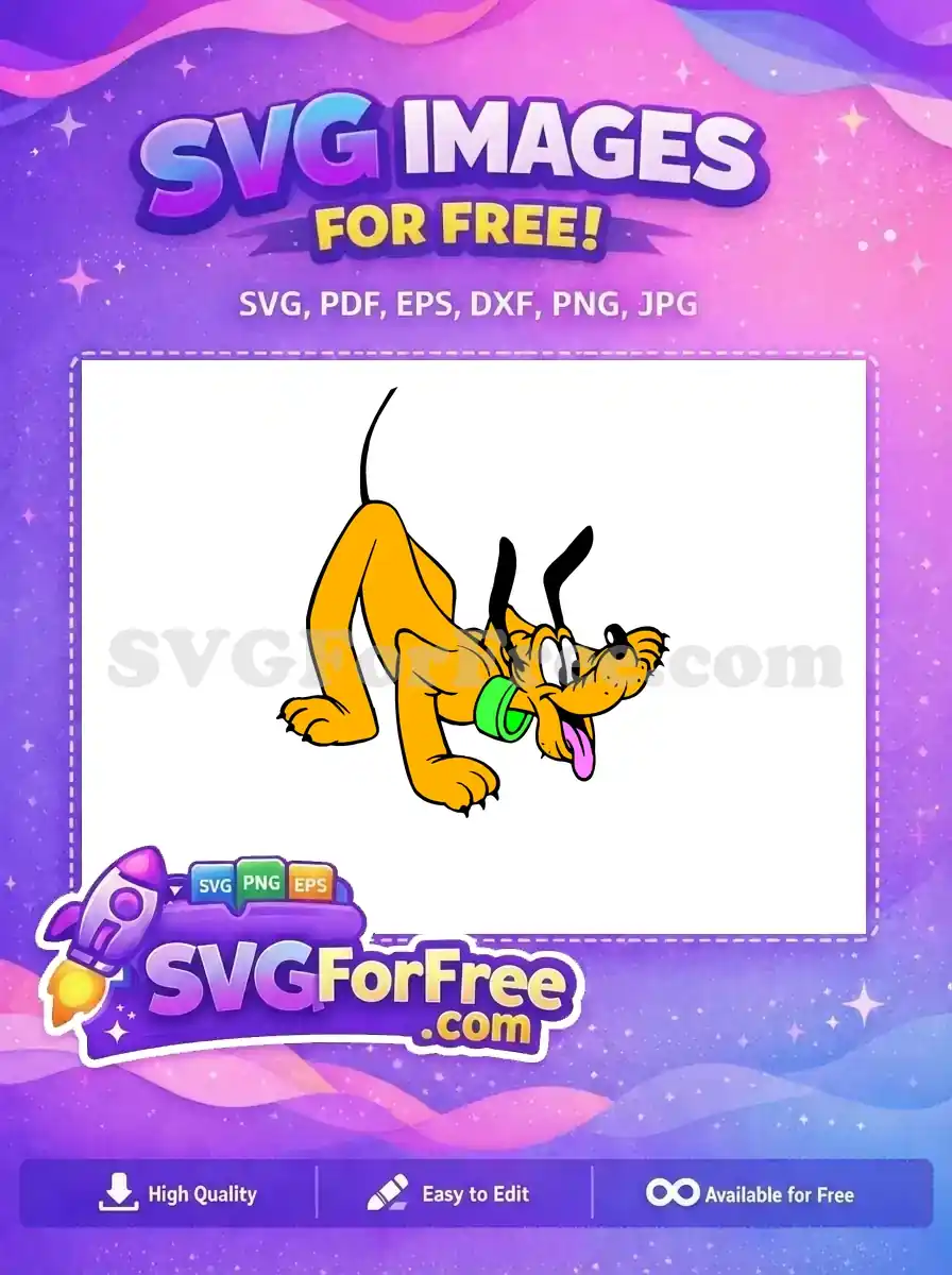 Free Playful Pose Free Green Collar Pluto Disney Free SVG