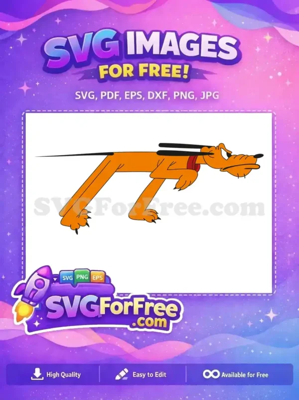 Free Orange Pluto Anxious Expression Free Collar Detail Disney Free SVG