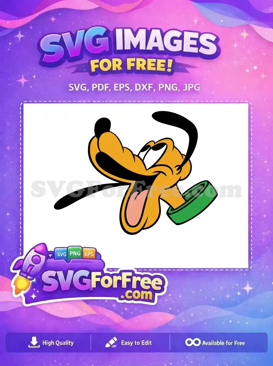 Free Happy Pluto Face Free Green Collar Disney Free SVG