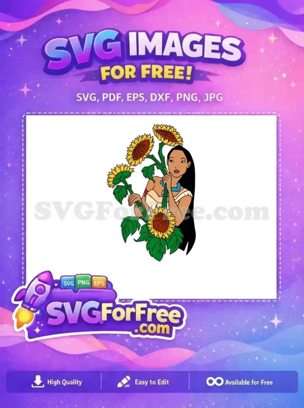Free Thoughtful Pocahontas Free with Sunflowers Pocahontas Movie Free SVG
