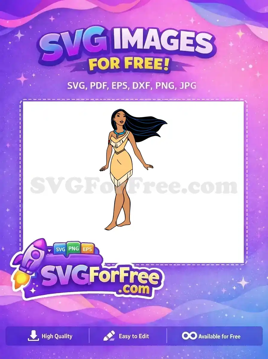 Free Flowing Hair Free Turquoise Necklace Pocahontas Free SVG 3