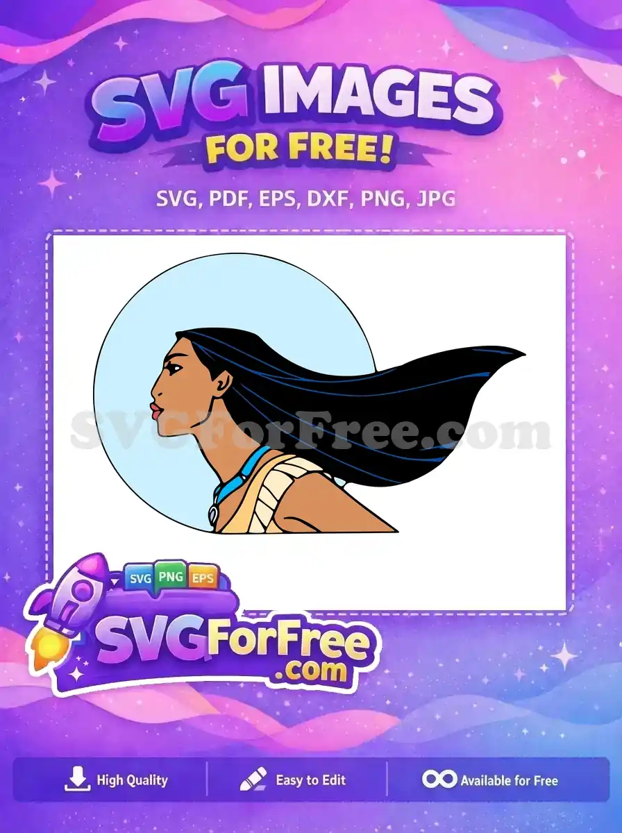 Free Windblown Hair Free Turquoise Necklace Pocahontas Free SVG