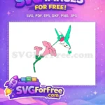 Free Flit Teal Hummingbird Free Pink Flower Pocahontas Free SVG - Instant Download