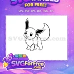 Free Smiling Eevee Free Pokemon Black White Cartoon Free SVG - Instant Download