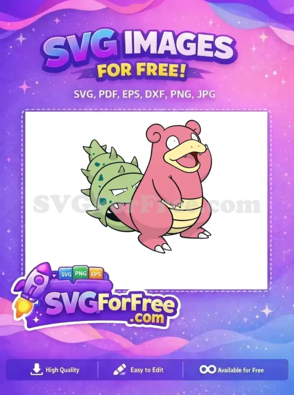 Free Pink Slowpoke Free Shellder Bite Pokemon Free SVG 1