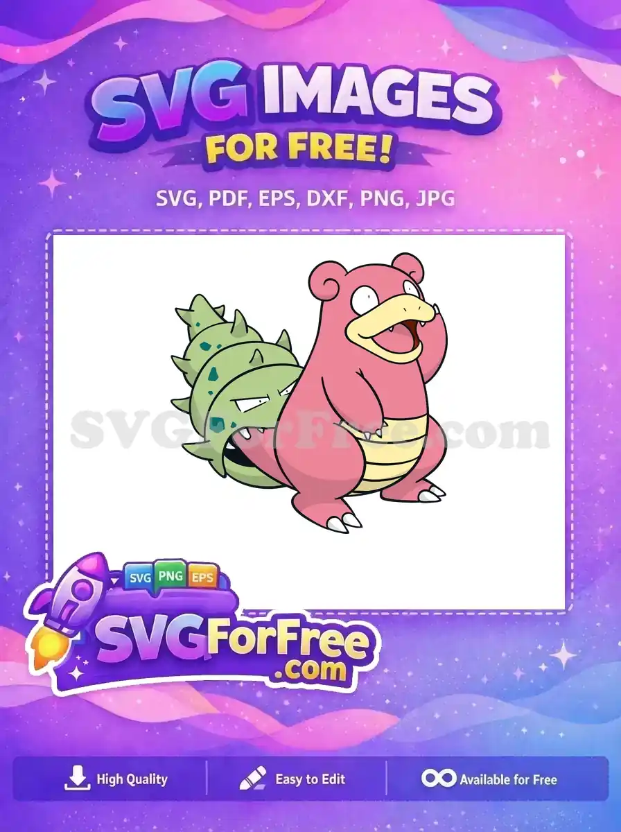 Free Pink Slowpoke Free Shellder Bite Pokemon Free SVG 1