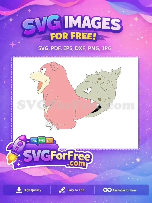 Free Pink Slowpoke Angry Shellder Pokemon Free Cartoon Free SVG 1
