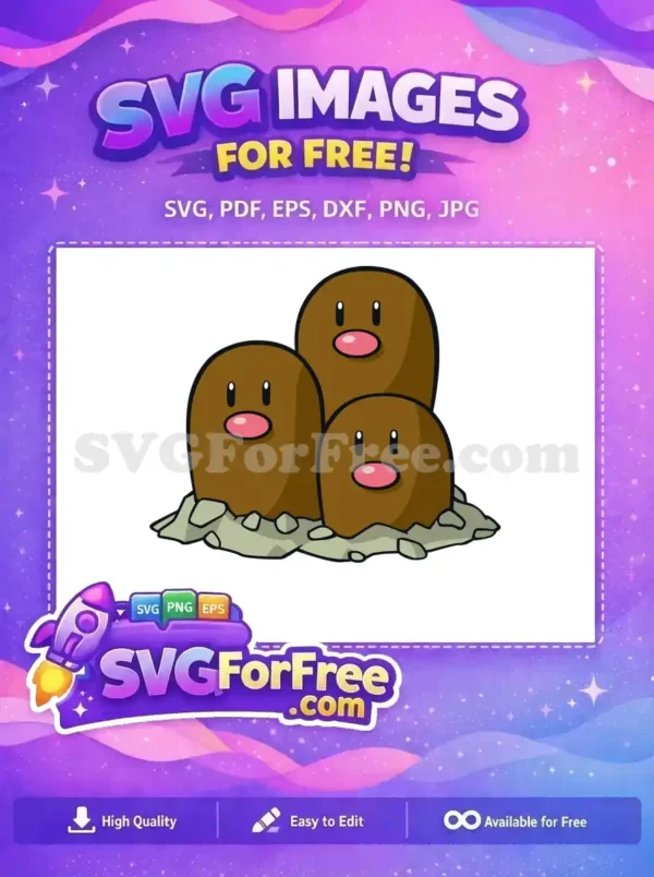 Free Trio Diglett Faces Free Pokemon Cartoon Free SVG