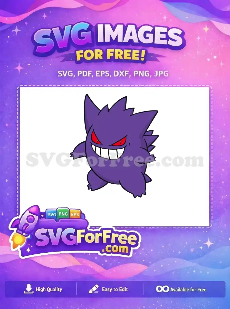 Free Purple Gengar Free Red Eyes Pokemon Free SVG 1