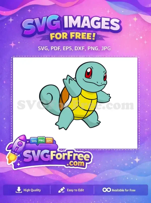 Free Squirtle Cute Pose Free Yellow Shell Pokemon Free SVG