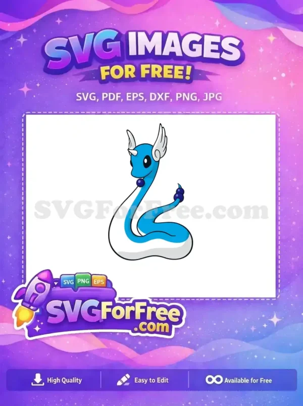 Free Smiling Dragonair Free Winged Pokemon Cartoon Free SVG 1