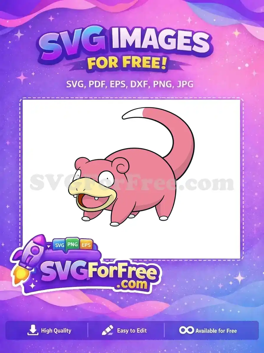 Free Pink Slowpoke Pokemon Free Goofy Expression Cartoon Free SVG