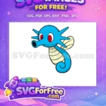 Free Blue Seahorse Cartoon Free Pokemon Red Eyes Free SVG - Instant Download