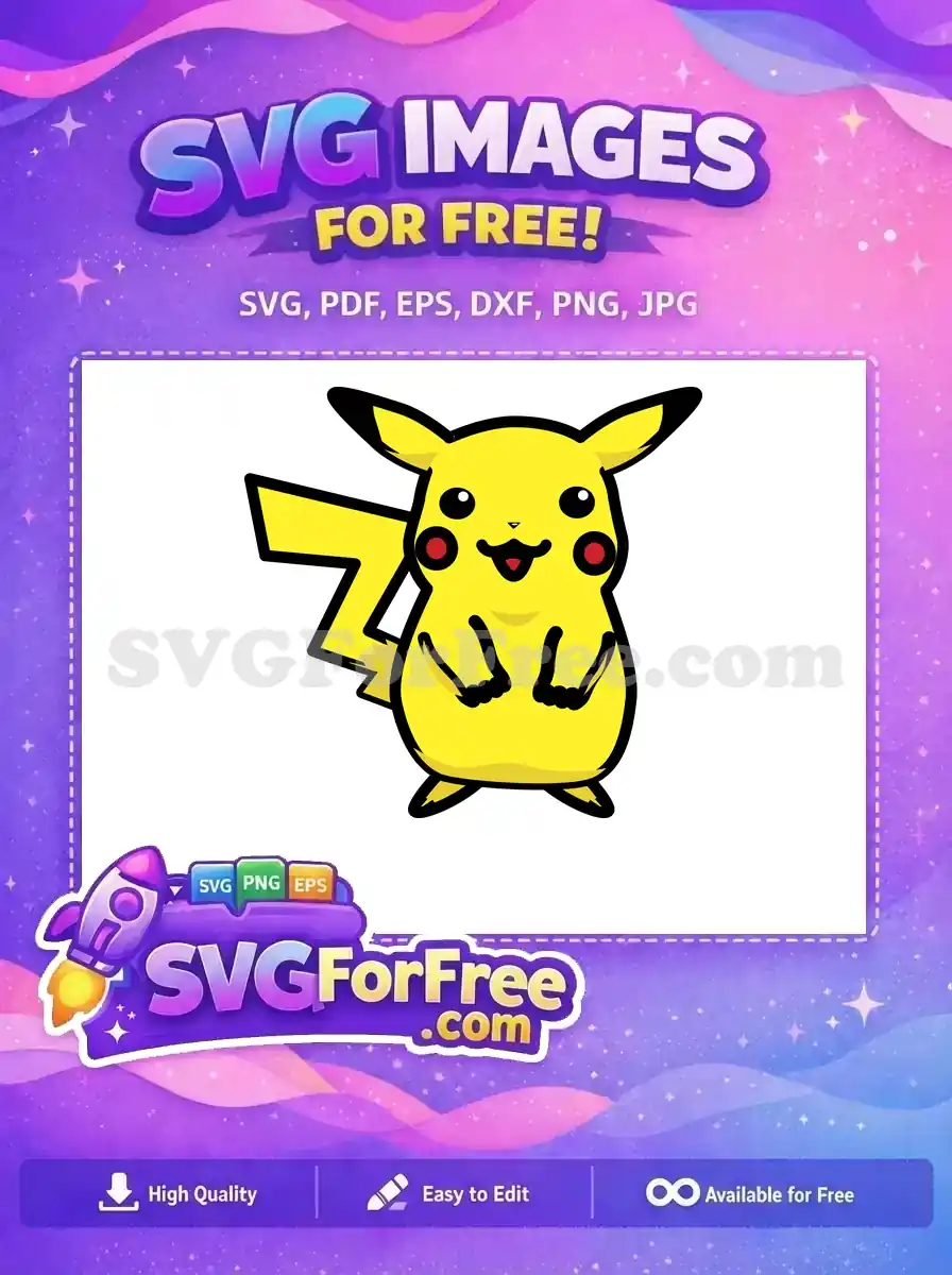 Free Smiling Pikachu Free Red Cheeks Pokemon Free SVG 1
