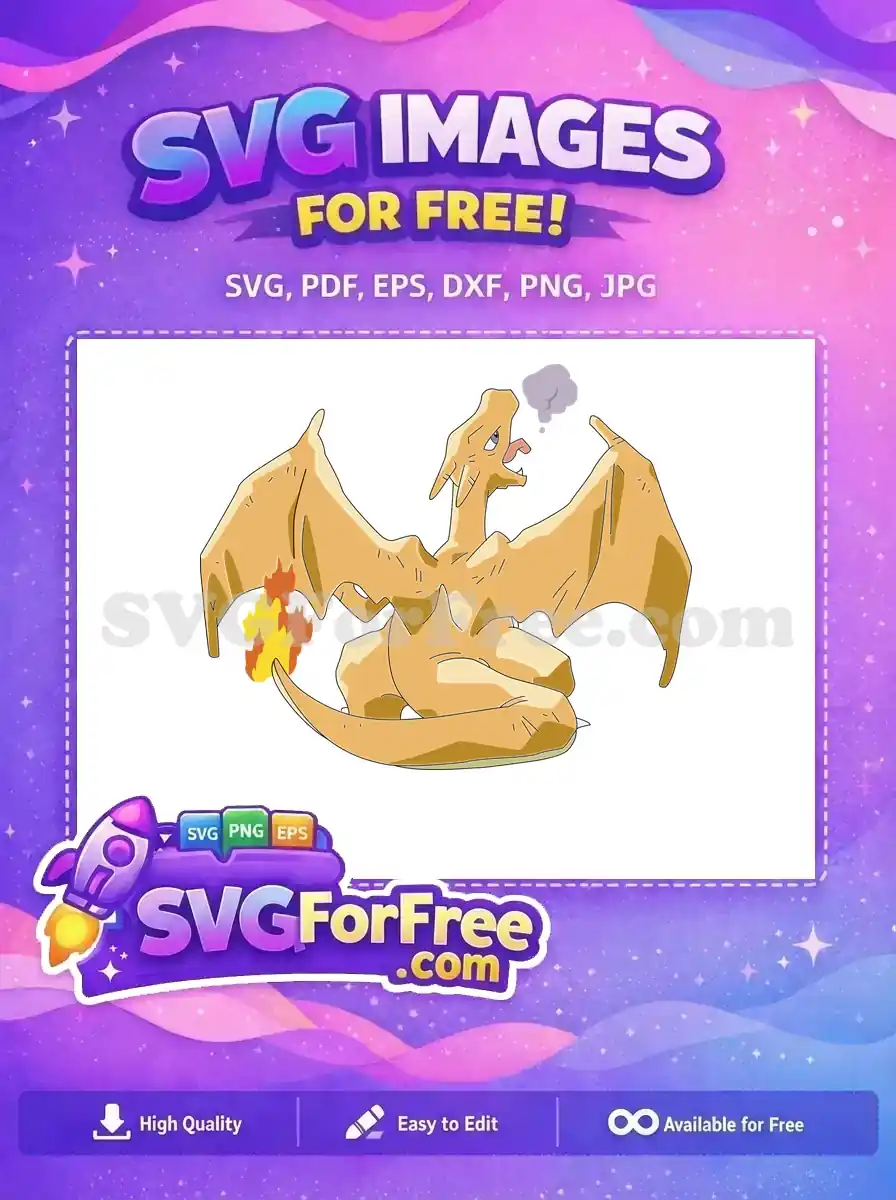 Free Pensive Charizard Free Violet Thought Pokemon Free SVG