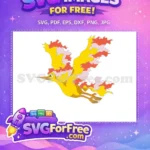 Free Yellow Moltres Flaming Wings Free Flying Legendary Pokemon Free SVG - Instant Download