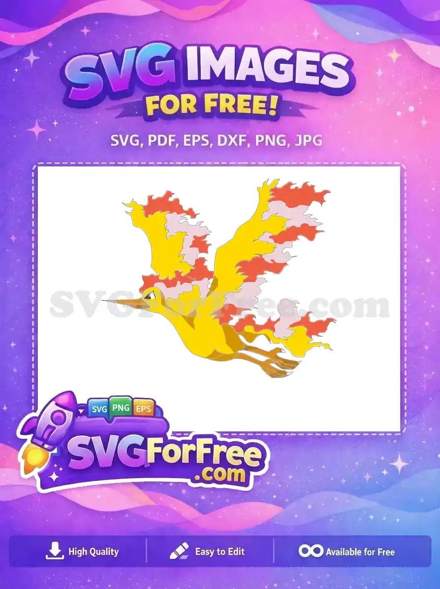 Free Yellow Moltres Flaming Wings Free Flying Legendary Pokemon Free SVG