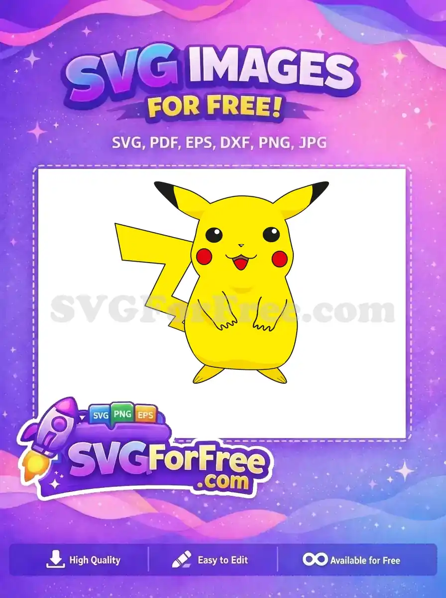 Free Smiling Pikachu Free Red Cheeks Pokemon Free SVG 2
