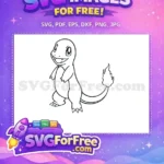 Free Smiling Charmander Free Black Outline Pokemon Free SVG - Instant Download