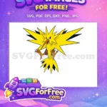 Free Angry Zapdos Pokemon Free Flying Cartoon Thunderbolt Free SVG - Instant Download