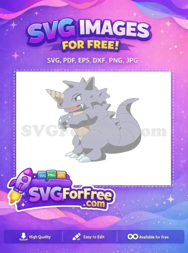 Free Gray Rhydon Angry Expression Free Pokemon Cartoon Free SVG