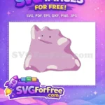 Free Pink Amorphous Ditto Free Smiling Face Pokemon Cartoon Free SVG - Instant Download