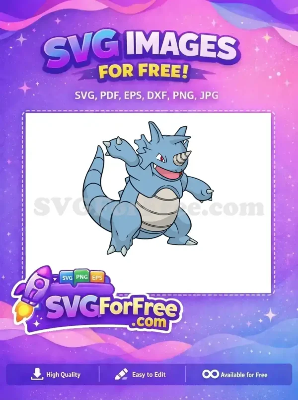 Free Blue Rhydon Pokemon Free Tusked Cartoon Free SVG
