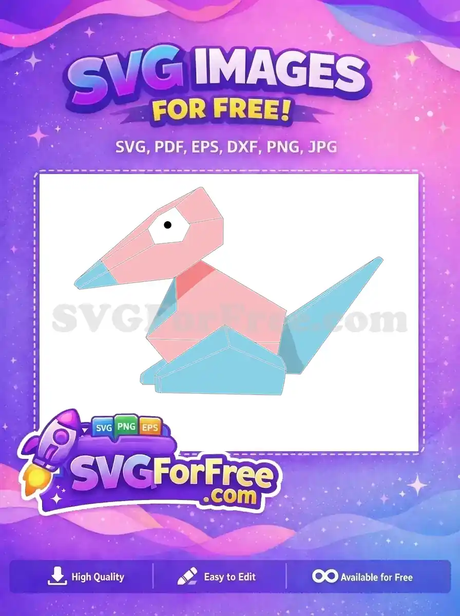 Free Geometric Porygon Free Light Pink Pokemon Free SVG