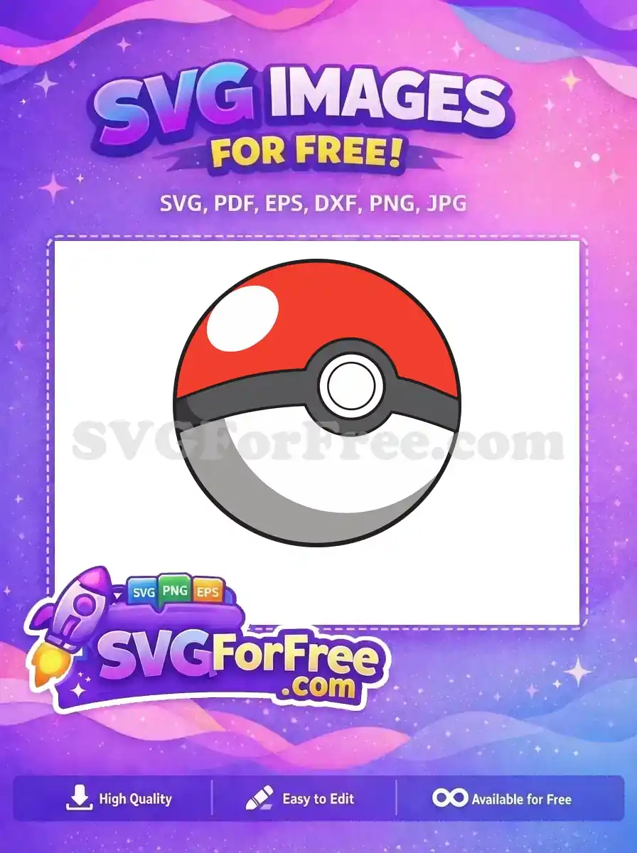 Free Red and White Pokeball Free Black Stripe Design Pokemon Cartoon Free SVG