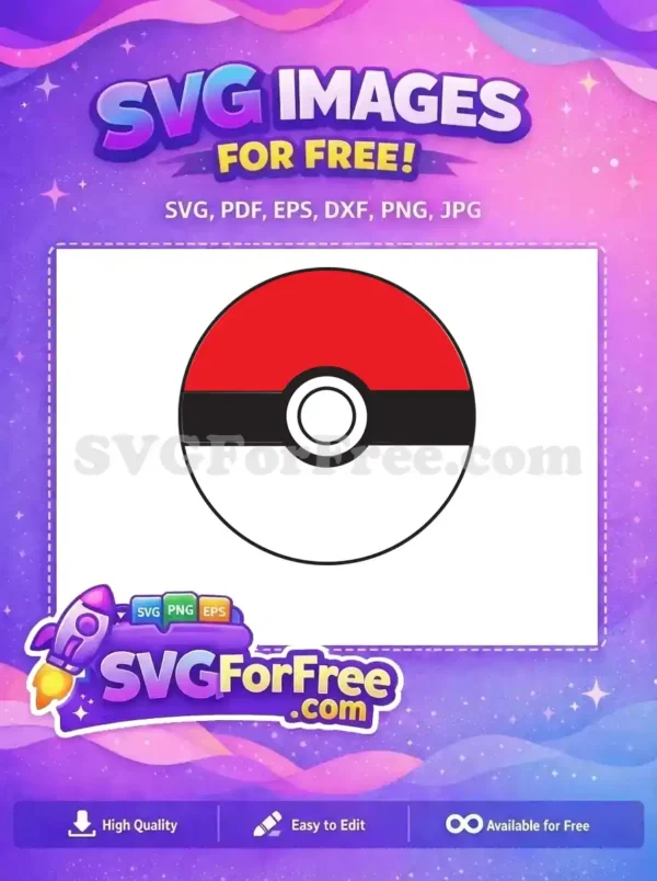 Free Red White Pokemon Ball Free Cartoon Style Free SVG